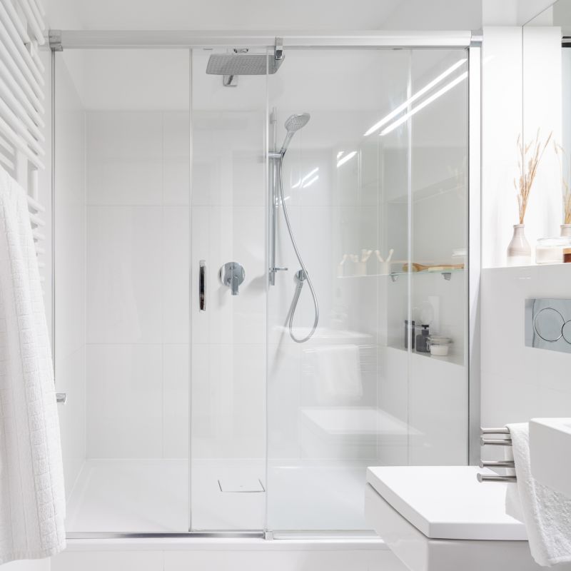 Contemporary Shower with Minimalist Fixtures